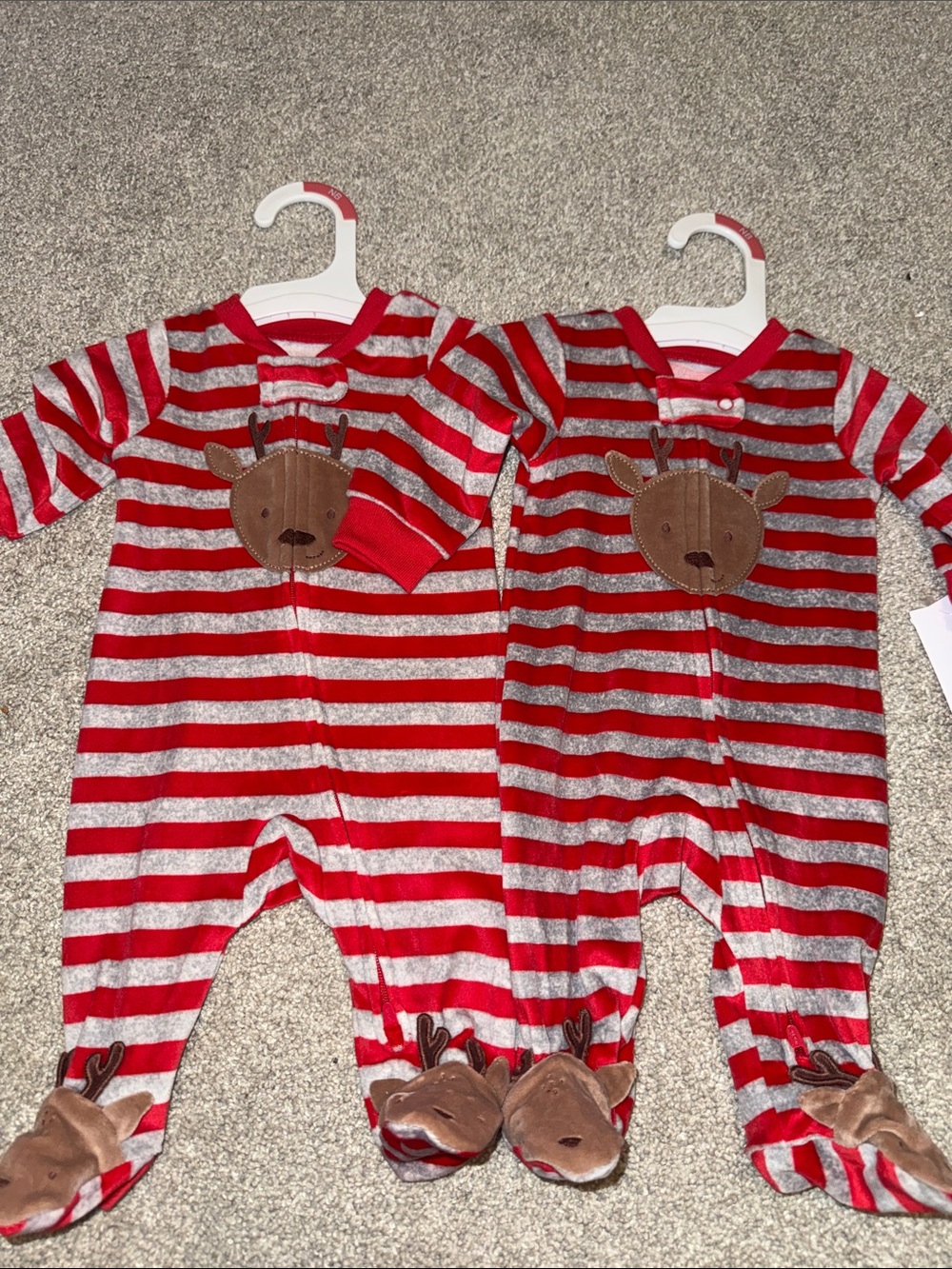 Carters just one you reindeer twin pajamas set NB